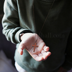 30Pcs 3 Corss Religion Wood Pendant Necklaces for Women&nbsp;NJEW-DC00012