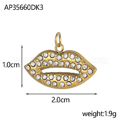 304 Stainless Steel Micro Pave Cubic Zirconia Pendants&nbsp;STAS-OY005-97G