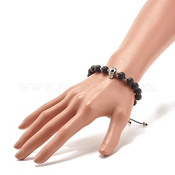 Adjustable Skull Braided Bead Bracelets&nbsp;BJEW-JB07497-01