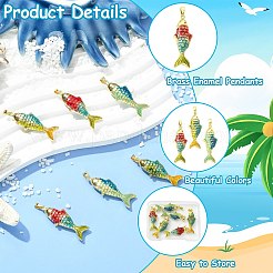 6Pcs 3 Styles Brass Enamel Pendants&nbsp;KK-CJ0005-59
