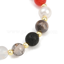 Natural Mixed Gemstone Round Beads Stretch Bracelets for Men Women&nbsp;BJEW-JB12392