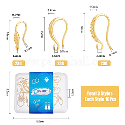 30Pcs 3 Style Rack Plating Brass Earring Hooks&nbsp;KK-DC0002-02