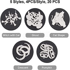 20Pcs 5 Style 201 Stainless Steel Pendants&nbsp;STAS-UN0024-78