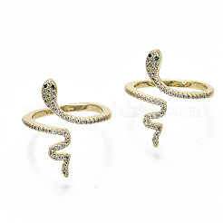 Brass Micro Pave Clear Cubic Zirconia Cuff Rings&nbsp;LS-RJEW-S045-046G-NR