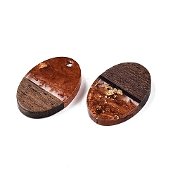 Transparent Resin and Walnut Wood Pendants&nbsp;RESI-T057-04C