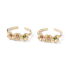 Flower Colorful Cubic Zirconia Cuff Ring&nbsp;RJEW-M146-06G