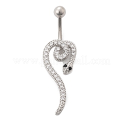 Alloy Rhinestone Snake Curved Barbell Belly Rings&nbsp;AJEW-R007-03P-02
