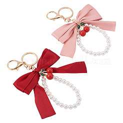 2Pcs 2 Colors Polyester & Alloy & Plastic Keychains&nbsp;KEYC-TA0001-52A