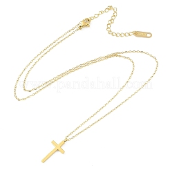 Ion Plating(IP) 304 Stainless Steel Cable Chain Religion Cross Pendant Necklaces for Women&nbsp;NJEW-K276-05A-G