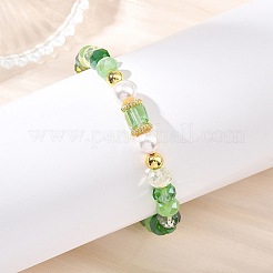 AB Color Plated Glass & Shell Pearl Bead Bracelets&nbsp;BJEW-JB13896
