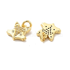 Fox Brass Micro Pave Clear Cubic Zirconia Charms&nbsp;KK-G425-10G