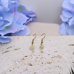 304 Stainless Steel Flower Dangle Earrings for Women&nbsp;WG1C9A6-01