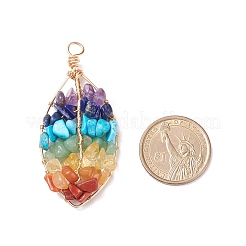 3Pcs 3 Colors Chakra Natural Gemstone Chip Big Pendants&nbsp;PALLOY-JF01662