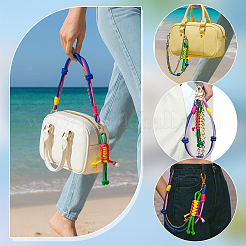 1Pc Zinc Alloy Chain & Natural Cowrie Shell & Human Imitation Leather Braided Cord Bag Decorative Chains&nbsp;FIND-PH0059-82