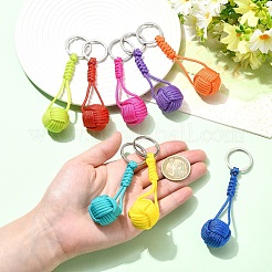 8Pcs 8 Colors Polyester Round Keychains&nbsp;KEYC-YW00218