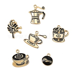 30Pcs 6 Styles Blended Coffee Alloy Enamel Pendants&nbsp;ENAM-CJ0007-64