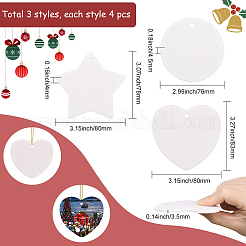 12Pcs 3 Styles Blank Porcelain Sheet Pendant Decorations&nbsp;AJEW-SP0004-05