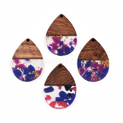Transparent Resin & Walnut Wood Pendants&nbsp;RESI-N025-028-A06