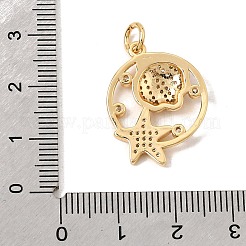 Brass Micro Pave Clear Cubic Zirconia Pendants&nbsp;CU-CBA6344-04G