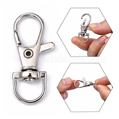 Platinum Plated Alloy Lobster Swivel Clasps For Key Ring&nbsp;PALLOY-E385-15P