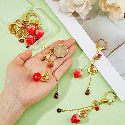 6Pcs Alloy & Resin & Brass Pendant Decorations&nbsp;HJEW-FH00269