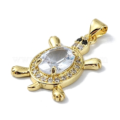 Rack Plating Real 18K Gold Plated Brass Micro Pave Cubic Zirconia Pendants&nbsp;KK-B084-06G-06