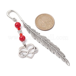 Valentine's Day Alloy Heart Pendant Bookmarks&nbsp;AJEW-JK00270-01