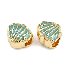 Brass European Enamel Beads&nbsp;KK-D421-10G-01