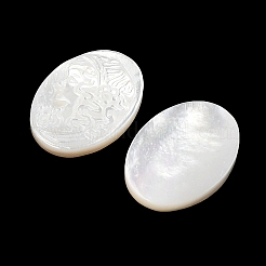 Natural White Shell Carved Cabochons&nbsp;SSHEL-I026-02A-03