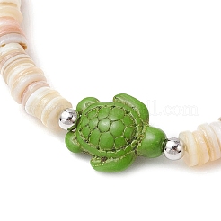 Synthetic Turquoise Beads and Natural Freshwater Shell Beads Stretch Bracelets&nbsp;BJEW-JB11873