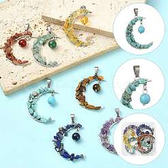 7Pcs Natural & Synthetic Mixed Stone Pendants&nbsp;PALLOY-FS00070