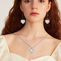 1pc 304 Stainless Steel Heart Locket Pendant Necklaces&nbsp;NJEW-LP0001-49