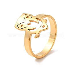 Ion Plating(IP) 201 Stainless Steel Owl Finger Ring for Women&nbsp;RJEW-G266-07G