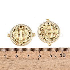 Brass Micro Pave Clear Cubic Zirconia Connector Charms&nbsp;KK-F919-26G