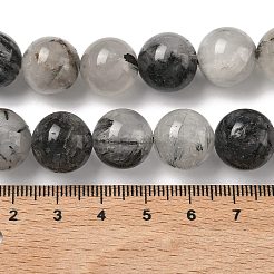 Natural Tourmalinated Quartz Beads Strands&nbsp;G-F818-A09-14mm