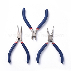 Set of 3 Jewelry Making Supplies Craft DIY Pliers Tool Set Flat Nosed Round Nosed Wire Cutter Pliers Blue&nbsp;TOOL-YW0001-07