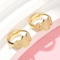 Heart Brass Hoop Earrings&nbsp;EJEW-Z102-15G
