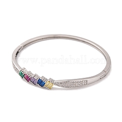 Brass Pave Colorful Glass Hinged Bangles for Women&nbsp;BJEW-S147-21B-P