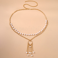 Valentine's Day Alloy with Plastic Pearl Double Layer Heart Tassel Waist Belly Chains for Women&nbsp;FS-WGB1689-01