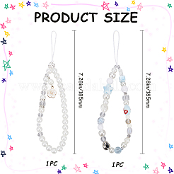 2Pcs 2 Styles Plastic Pearl & Resin & Glass Mobile Straps&nbsp;AJEW-GF0001-21B
