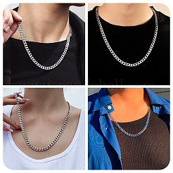 Stainless Steel Curb Chain Necklaces for Men Women&nbsp;NJEW-TAC0001-018