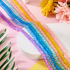 7 Strands 7 Colors Baking Paint Transparent Crackle Glass Bead Strands&nbsp;DGLA-TA0001-02