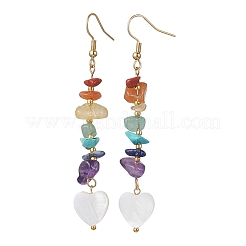 Natural & Synthetic Mixed Gemstone Chips & Shell Dangle Earrings&nbsp;EJEW-JE05597