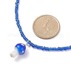 Mushroom Handmade Lampwork Pendant Necklaces for Women&nbsp;NJEW-JN03982