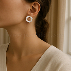 4 Pairs 4 Styles Alloy Plasti Imitation Pearl Stud Earrings&nbsp;EJEW-HY0001-36
