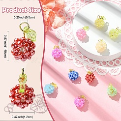 10Pcs 10 Colors Glass Seed Beaded Fruit Charms&nbsp;PALLOY-YW00080