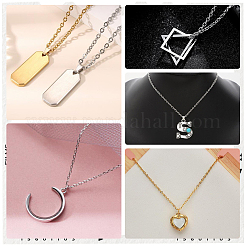 20Pcs 2 Colors Ion Plating(IP) 304 Stainless Steel Cable Chain Necklaces Set&nbsp;MAK-BBC0001-11C