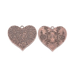 Tibetan Style Carved Flower Heart Alloy Big Pendants&nbsp;PALLOY-J564-14R-NF
