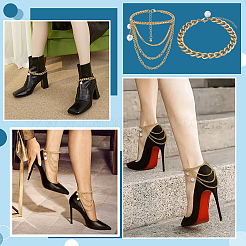 4Pcs 2 Styles Alloy Multi-Layered Shoelaces Chain&nbsp;AJEW-PH0007-80G
