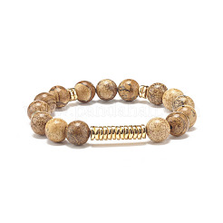 Coconut & Synthetic Hematite & Natural Picture Jasper Beads Stretch Bracelets Set&nbsp;BJEW-JB07498